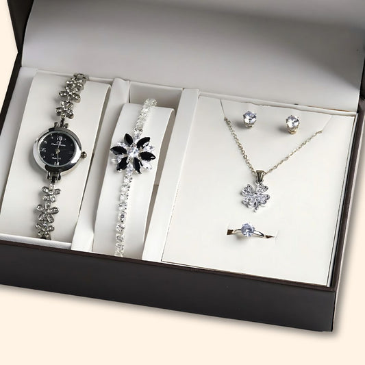 Eternal Bloom - 6PCS Silver Jewelry Set
