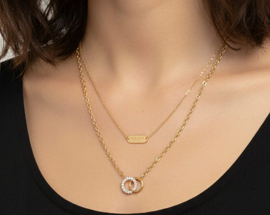 LAYERED 18K GOLD CHAIN PENDANT NECKLACE